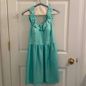 Tiffany blue color, silk dress